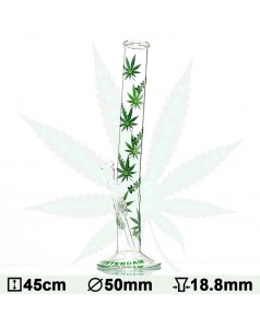 Бонг стеклянный Green XXX Amsterdam Leaf - H:45cm- ?:50mm