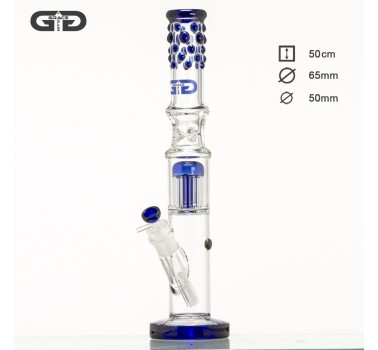 Бонг стеклянный Grace Glass Twisted Cane перкалятор: 1Х10arm + Ice, 50cm (Синий)