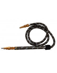 Шланг для кальяна из заменителя кожи MYA (159см) с деревянным мундштуком (42,5см) и ручкой( 30,5см)